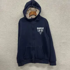 GUESS（ゲス） カジュアル 刺繍 ロゴ シープスキン 裏地 フーディー ジップアップ XL A05255