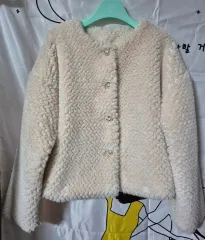 アイボリー ボア パールボタン ジャケット