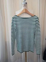 ミュウミュウ グリーン 白 ストライプ 長袖 Tシャツ ニット セーター