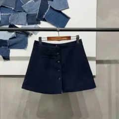 (27インチ) ZARA ザラ レディース カジュアル ネイビー ボタン ミニスカート