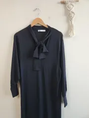 ZARA リボンタイ ニット ロング ONE PIECE S (55-66)