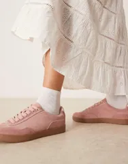 エイソス レディース シューズ スニーカー スエード レース ASOS DESIGN Deuce lace up sneakers suedette Pink suedette ピンクのサムネイル