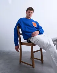 トップマン メンズ アウター パーカー・スウェット オーバーサイズフィット スウェット シャツ Topman oversized fit sweatshirt with letter felt patのサムネイル