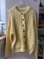 アイボリー ケーブル編み ニット カーディガン