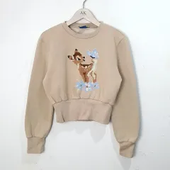ザラxディズニー Bambi 刺繍 起毛 スウェット クロップド