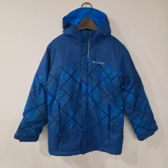 コロンビア ブルー CHECK フード 防寒 ジャケット 130