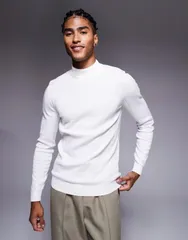 エイソス メンズ アウター ニット・セーター リブニット タートルネック Tシャツ ニット ASOS DESIGN muscle fit long sleeve rib knit turtle necのサムネイル