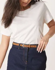 エイソス レディース アクセサリー ベルト スエード ASOS DESIGN faux suede skinny waist and hip belt in tan Tan タンのサムネイル