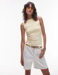 トップショップ レディース トップス タンクトップ Topshopremium slash neck tank in buttermilk