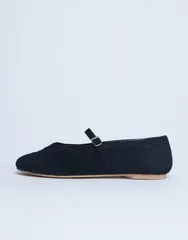 トップショップ レディース シューズ パンプスエード Topshop Bonnie woven Mary Jane ballet flatsuede Black ブラックのサムネイル
