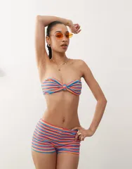 リクレイム ヴィンテージ レディース 水着 トップのみ パイル Reclaimed Vintage bandeau top terrycloth stripe Multi マルチカラー