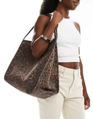 エイソス レディース バッグ トートバッグ ASOS DESIGN tubular handle canvas tote bag leopard Multi マルチカラーのサムネイル