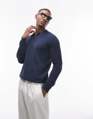 トップマン メンズ アウター ニット・セーター ポロシャツ Topman essential polo Navy ネイビーのサムネイル