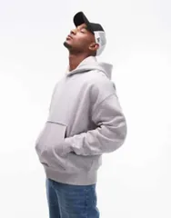 トップマン メンズ アウター パーカー・スウェット パーカー Topman premium heavyweight oversized hoodie heather Gray Heather グレーのサムネイル