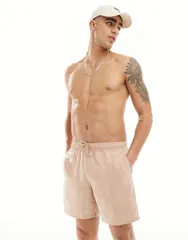 エイソス メンズ 水着 ハーフパンツ・ショーツ ショートパンツ ASOS DESIGN swim shorts in mid length BEIGE ベージュ