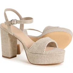 スチュアート ワイツマン レディース シューズ スニーカー プラットフォーム サンダル Stuart Weitzman DCR Pearl Platform Sandals For Women Natのサムネイル