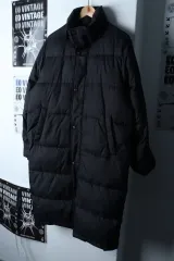 (M-L) サウスプレイ ダウン アウター ジャケット ミリタリー ブラック ロング-170E5