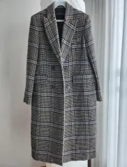 ザラ ウィメンズ チェック ダブル ロングコート m