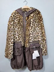 (新品)GK ヒョウ柄 レオパード ファー フード リバーシブル コート