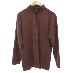 ハッシュパピー Hush Puppies 美品 ニット セーター L 茶 ブラウン 長袖 ハーフジップ リブ編み /NL ■ECF003