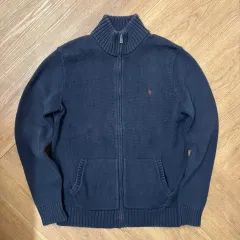 N120 ポロ ニット ジップアップ ネイビー