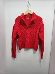 マンゴ(MNG) 赤色 ケーブル ニット