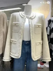 アイボリー ツイード ジャケット レディース 高級 フィット感 66まで