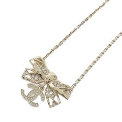 N2820 未使用!! シャネル リボン パール×ラインストーン ネックレス 