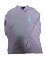 ポロラルフローレン ピンク 長袖ポロTシャツ L