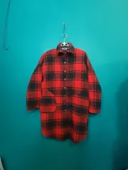 レディース CHECK シャツ ロング丈 ウールジャケット