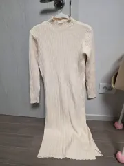 アイボリーゴージニットLongワンピース