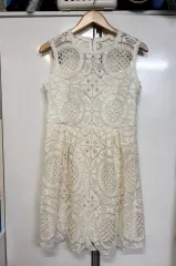 アイボリー レース ノースリーブ ワンピースS-M