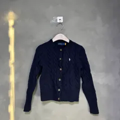 ポロ ラルフローレン ウール カシミア ケーブル編み ニット カーディガン ネイビー