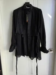 ZARA ブラック シャツ チュニック スタイル Sサイズ