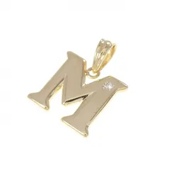 K18YG イニシャルM ダイヤモンド ペンダント 0.02CT