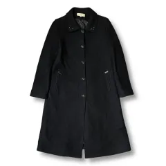 SAERA クラブ ブラック スタッズ ラウンドカラ ワンピースタイプ ウール コート L