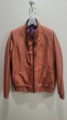 ヘジス オレンジ ギンガムチェック ブルゾン ジャケット