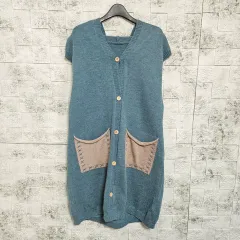 フード付きニットベストカーディガン