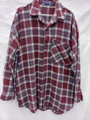 230 merrow バーガンディ CHECK フランネル シャツ (レディース 105)