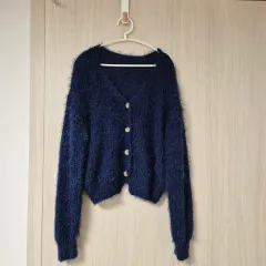 レディース アンゴラ カーディガン ネイビー