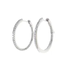 K18WG フープ ダイヤモンド ピアス 0.40CT