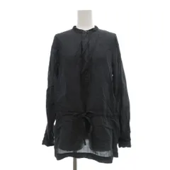 マカフィー MACPHEE トゥモローランド シャツ 36 ラミー 黒 ブラック 長袖 スタンドカラー ドローストリングウエスト ECF001 /SX ■ECF001