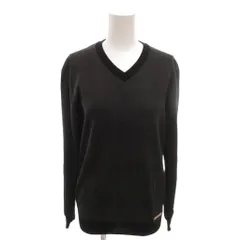 ブラックレーベルクレストブリッジ BLACK LABEL CRESTBRIDGE 美品 ニット セーター M ダークグレー アセテート Vネック 長袖 総柄 薄手 /HW■ECF003