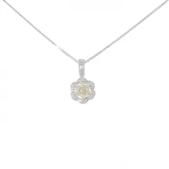 K18WG/K18/750WG フラワー ダイヤモンド ネックレス 0.85CT