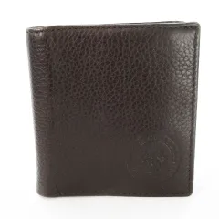 トミーヒルフィガー TOMMY HILFIGER 二つ折り財布 ウォレット 小銭入れあり レザー 革 シボ革 ロゴ刻印 茶 ブラウン /CK30 ■GY18