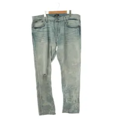 ポロ ラルフローレン POLO RALPH LAUREN デニム ジーンズ ダメージ加工 ボタンフライ ロゴ コットン 36 32 ライトブルー /NR ■GY18 ■GY18