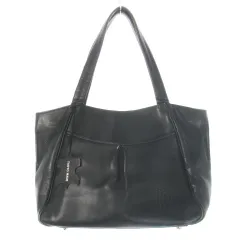 ナカザワカバン 中澤鞄  トートバッグ ハンドバッグ レザー タック ロゴ型押し 黒 ブラック /CK10 ■GY11