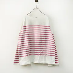 極美品 ビューティー＆ユース BEAUTY&YOUTH パネルバスクボーダーロングスリーブプルオーバー＼ホワイト ピンク Tシャツ【2400014882841】
