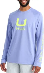 フック メンズ トップス Tシャツ クルーネック HUK Mens Icon Crew Neck Long Sleeve TShirt Lightning Blue ブルーのサムネイル