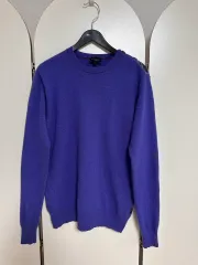ポール・スミス メンズ S ブルー ウール 100% ラウンドネック ニット (レディース55半 私が着ました
